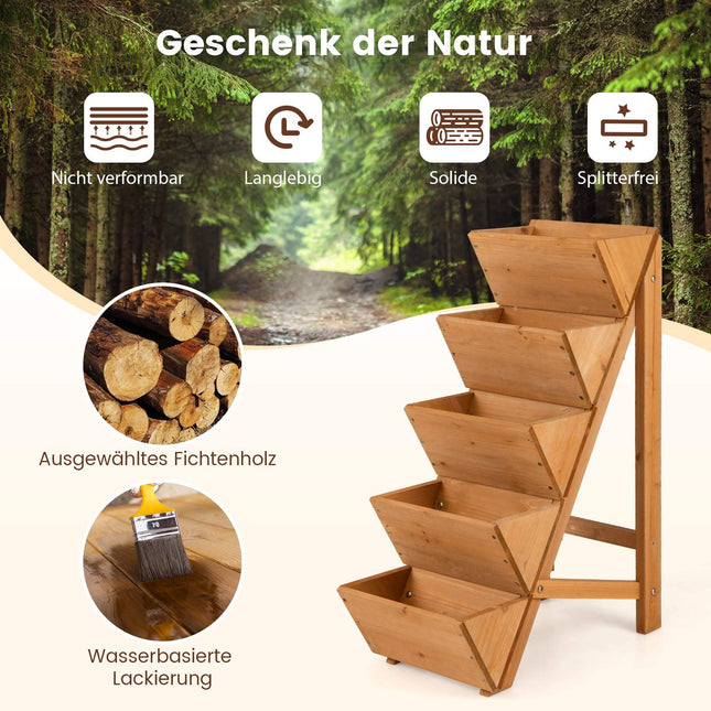 Vertikales Hochbeet mit 5 Etagen, Tannenholz, Orange