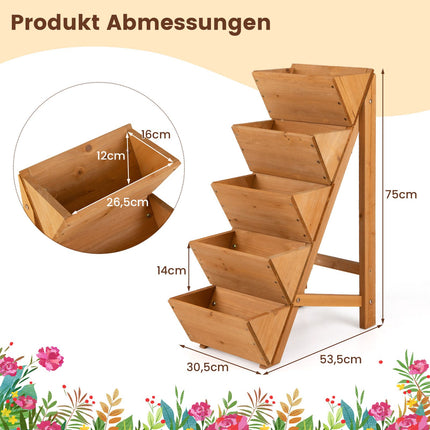 Vertikales Hochbeet mit 5 Etagen, Tannenholz, Orange