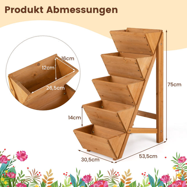 Vertikales Hochbeet mit 5 Etagen, Tannenholz, Orange