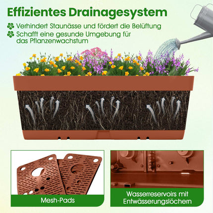 Sada vertikálních truhlíků s drenáží, 6 kusů, hnědá