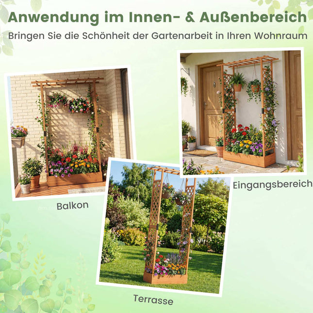 Vertikales Hochbeet mit Rankgitter und Dach, Orange