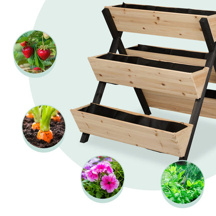 Vertikales Hochbeet mit 5 Pflanzkästen aus Tannenholz
