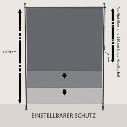 Vertikalmarkise 200x292 cm, verstellbares graues Aluminium