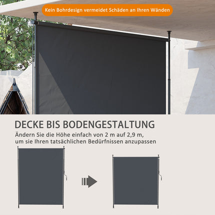 Vertikalmarkise 200x292 cm, verstellbares graues Aluminium