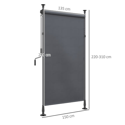 Dark gray Weatherproof Balcony awning - 150x220-310cm
