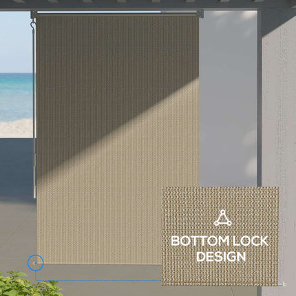 Roller blind for outdoor use, Blackout Privacy Screen, 120x185 cm, Beige