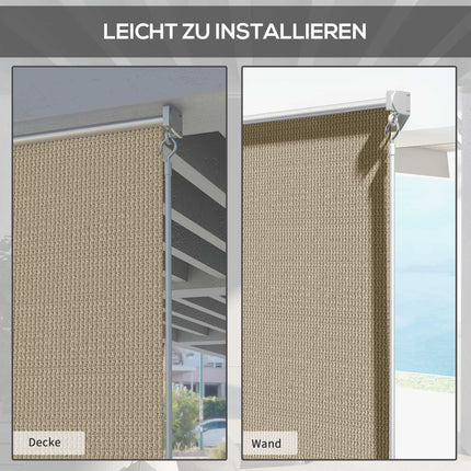 Roller blind for outdoor use, Blackout Privacy Screen, 120x185 cm, Beige