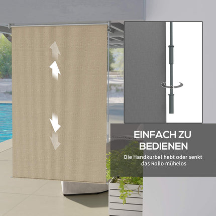 Roller blind for outdoor use, Blackout Privacy Screen, 120x185 cm, Beige