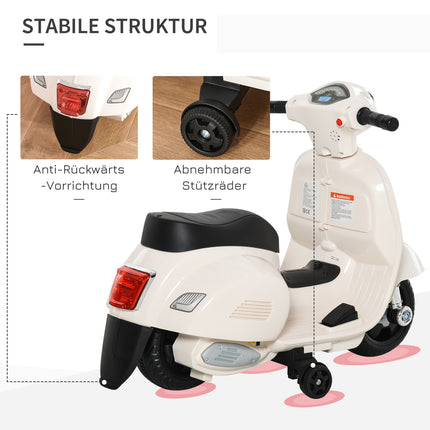 Electric children's motorcycle, 18-36 months, LED lights, white