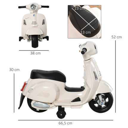 Electric children's motorcycle, 18-36 months, LED lights, white