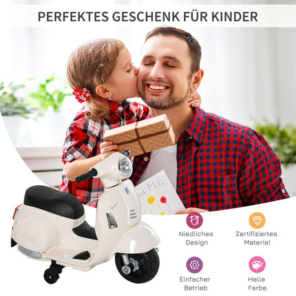 Electric children's motorcycle, 18-36 months, LED lights, white