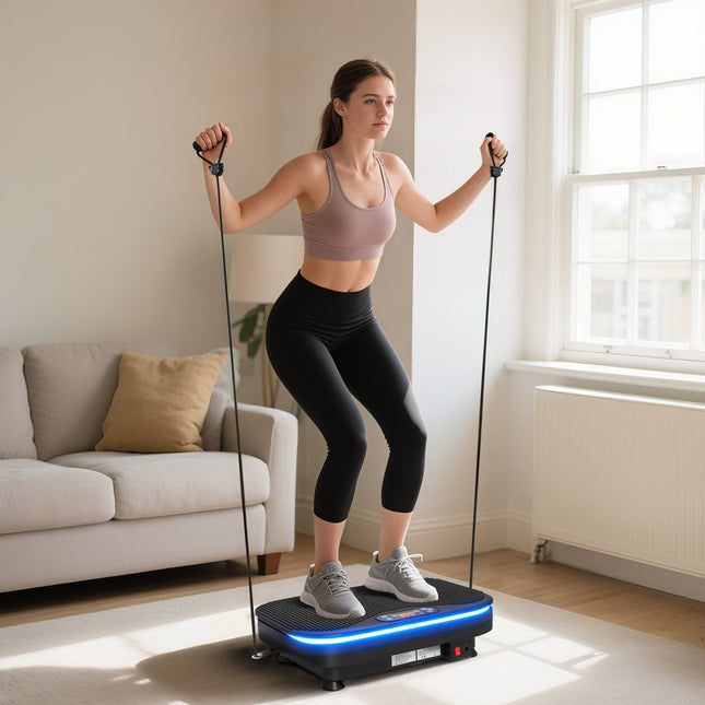 Vibrationsplatte für Fitness, Bluetooth, 99 Geschwindigkeiten, Schwarz