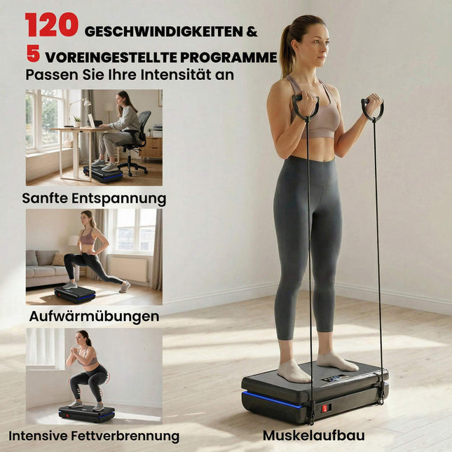 Vibrationsplatte mit 120 Stufen, Widerstandsbändern, LED-Anzeige