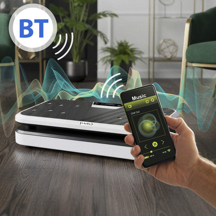 Vibrationsplatte mit Liegestützgriffen, Bluetooth, 5 Programmen