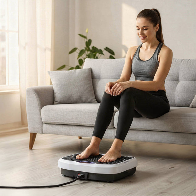 Vibrationsplatte mit Widerstandsbändern, Bluetooth, 5 Programmen