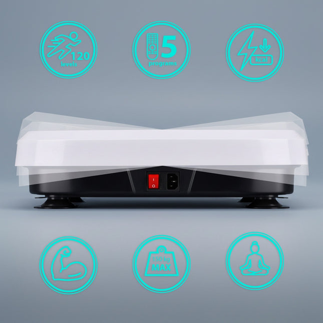 Vibrationsplatte mit Widerstandsbändern, Bluetooth, 5 Programmen