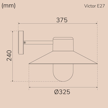 Victor Wandleuchte E27 Fassung IP44 Corten