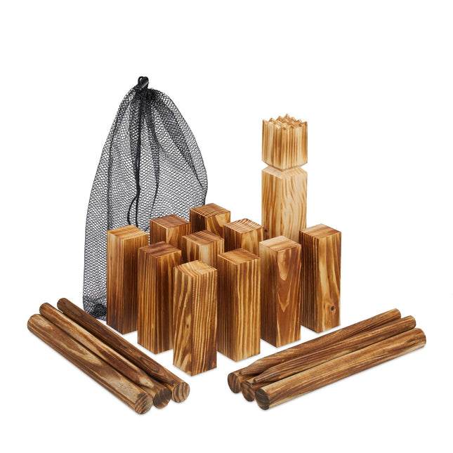 Vikingská dřevěná hra Kubb, sada