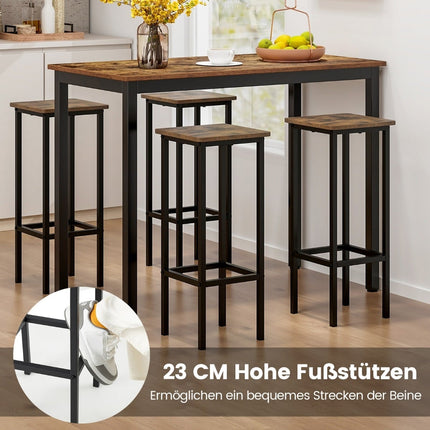 Vintage Bar Stools Set of 4, 100kg Capacity, 72cm Seat Height
