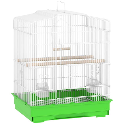Vintage Bird Cage for Small Birds, Steel & Wood, 46.5x36x59 cm