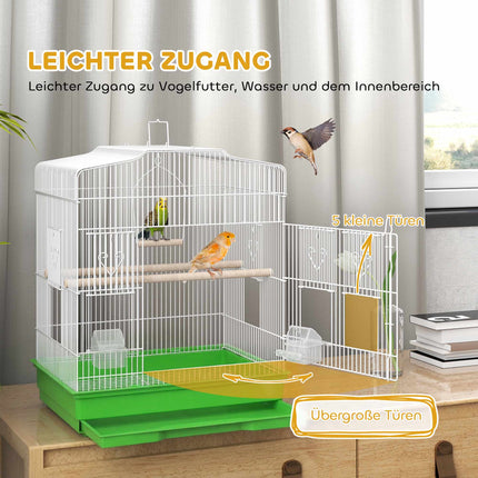 Vintage Bird Cage for Small Birds, Steel & Wood, 46.5x36x59 cm