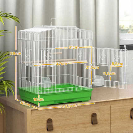 Vintage Bird Cage for Small Birds, Steel & Wood, 46.5x36x59 cm