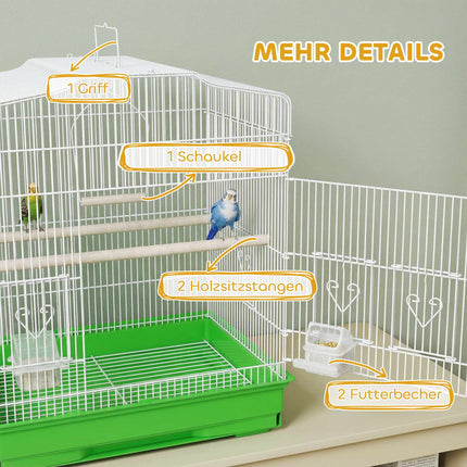 Vintage Bird Cage for Small Birds, Steel & Wood, 46.5x36x59 cm