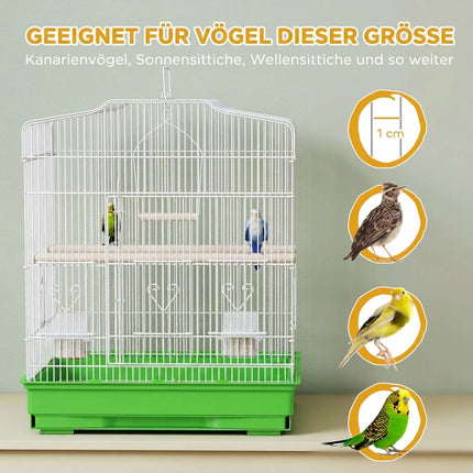 Vintage Bird Cage for Small Birds, Steel & Wood, 46.5x36x59 cm