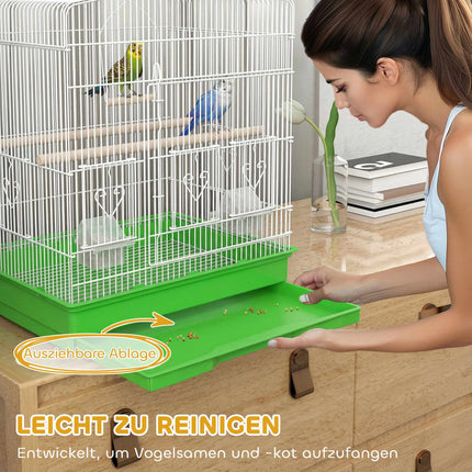 Vintage Bird Cage for Small Birds, Steel & Wood, 46.5x36x59 cm