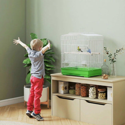 Vintage Bird Cage for Small Birds, Steel & Wood, 46.5x36x59 cm