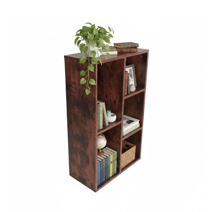 Vintage Bücherregal, 5-Regalböden Holzmaserung-Furnier