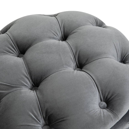 Upholstered vintage footstool with storage, metal frame