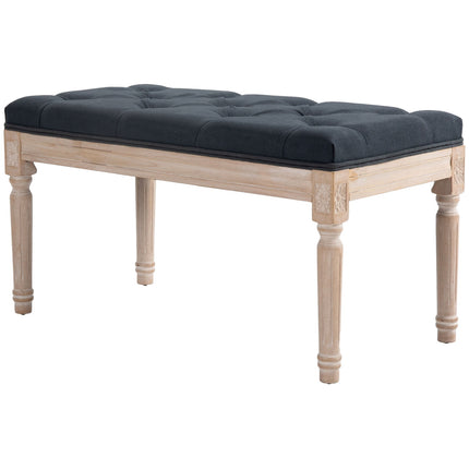 Dunkelgraue Polsterbank - 80x40x43 cm, Leinen, 120 kg Tragkraft