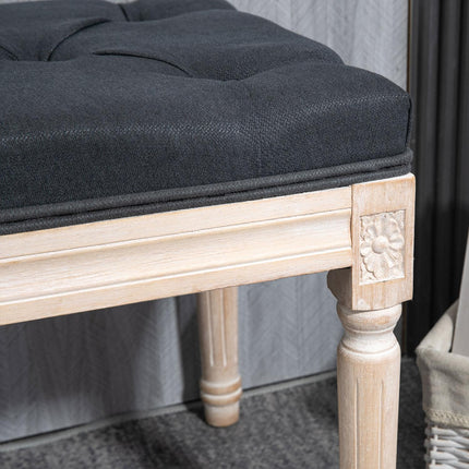 Dunkelgraue Polsterbank - 80x40x43 cm, Leinen, 120 kg Tragkraft
