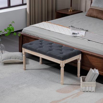 Dunkelgraue Polsterbank - 80x40x43 cm, Leinen, 120 kg Tragkraft