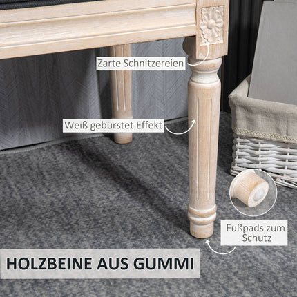 Dunkelgraue Polsterbank - 80x40x43 cm, Leinen, 120 kg Tragkraft