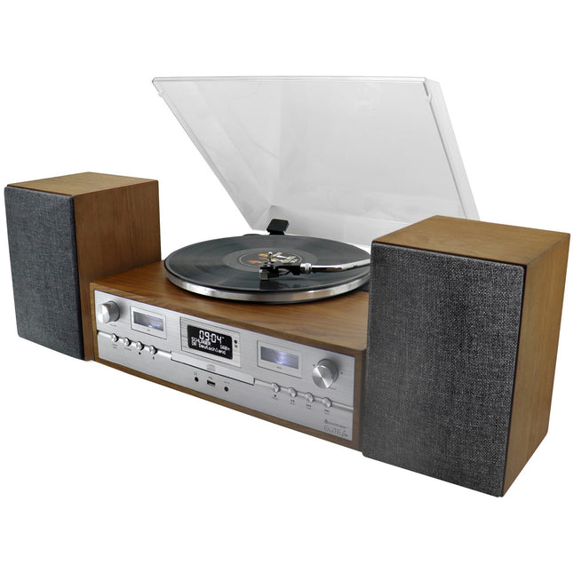 Gramofon s CD, rádiem a Bluetooth, retro styl 70. let