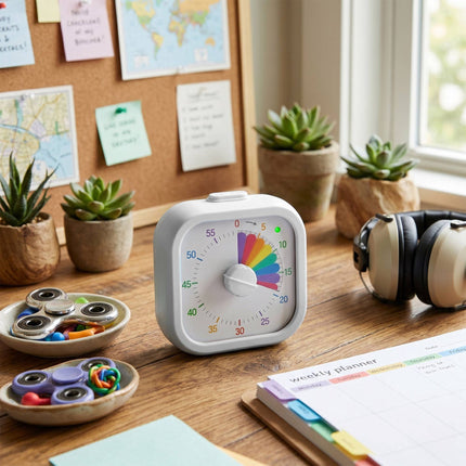 Visual Timer with Rainbow Countdown, 60-Minute, White