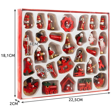 HOLZANHÄNGER / WEIHNACHTSKUGELN 30 Stk