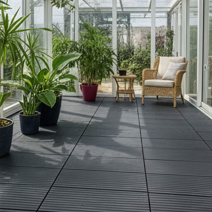 WPC Interlocking Floor Tiles 60x30 cm, Non-Slip, Weatherproof