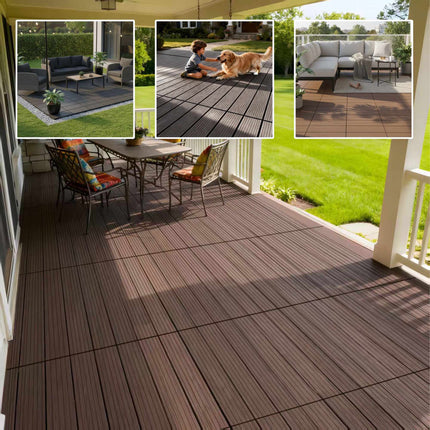 WPC Interlocking Floor Tiles, 60x30 cm, Wood Finish