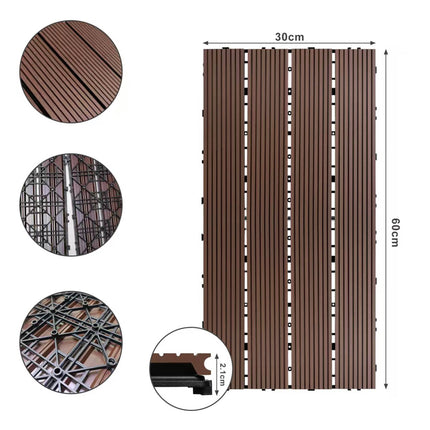 WPC Interlocking Floor Tiles, 60x30 cm, Wood Finish