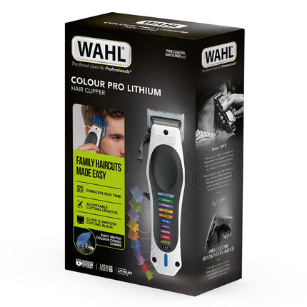 Wahl Color Pro Lithium Cordless Hair Clipper, 0.7–28 mm, Colour-Coded Combs