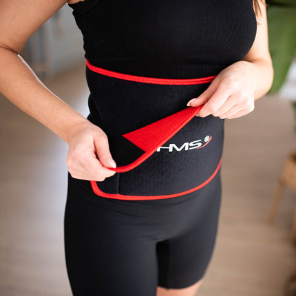 Waist Support Belt, Black-Red, Adjustable Fit