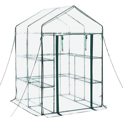Walk-In Greenhouse 137x137x196 cm, PVC Cover, 10 Shelves