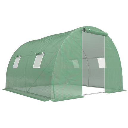 Begehbares Gewächshaus mit Fenstern, 3x3m, Dunkelgrün