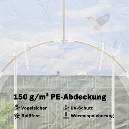 Begehbares Folientunnel-Gewächshaus, Stahlrahmen, UV-PE-Abdeckung