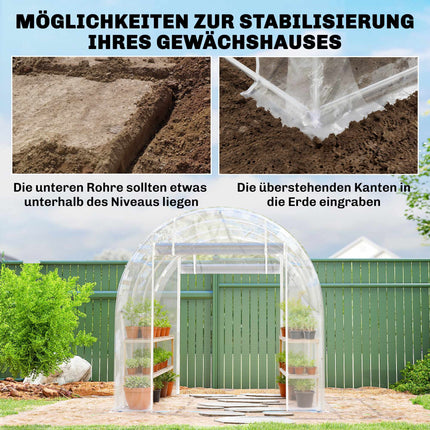 Begehbares Folientunnel-Gewächshaus, Stahlrahmen, UV-PE-Abdeckung