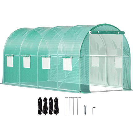 Walk-In Tunnel Greenhouse 15 x 7 x 7 Ft, 2 Doors