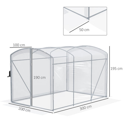 Begehbares Folientunnel-Gewächshaus, transparente Abdeckung, 3x2x2m
